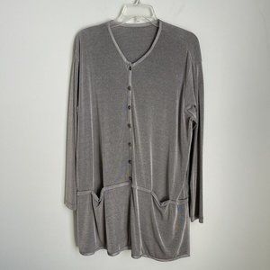 FLAX by Jeanne Engelhart Gray Long Sleeve Tunic with Pockets